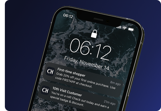 Phone lock screen showing brand push notifications